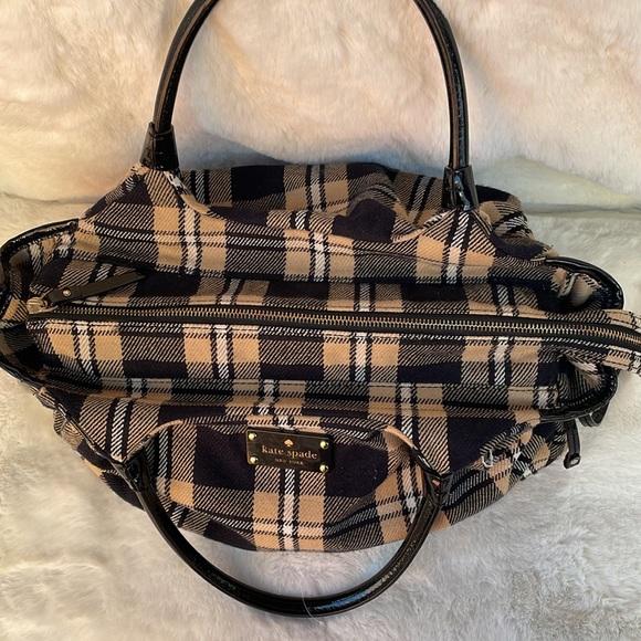 🤎♠️ EUC KATE SPADE NY Soft Wool Shoulder Bag - Neutral checkered Shoulder Bag - Picture 9 of 16